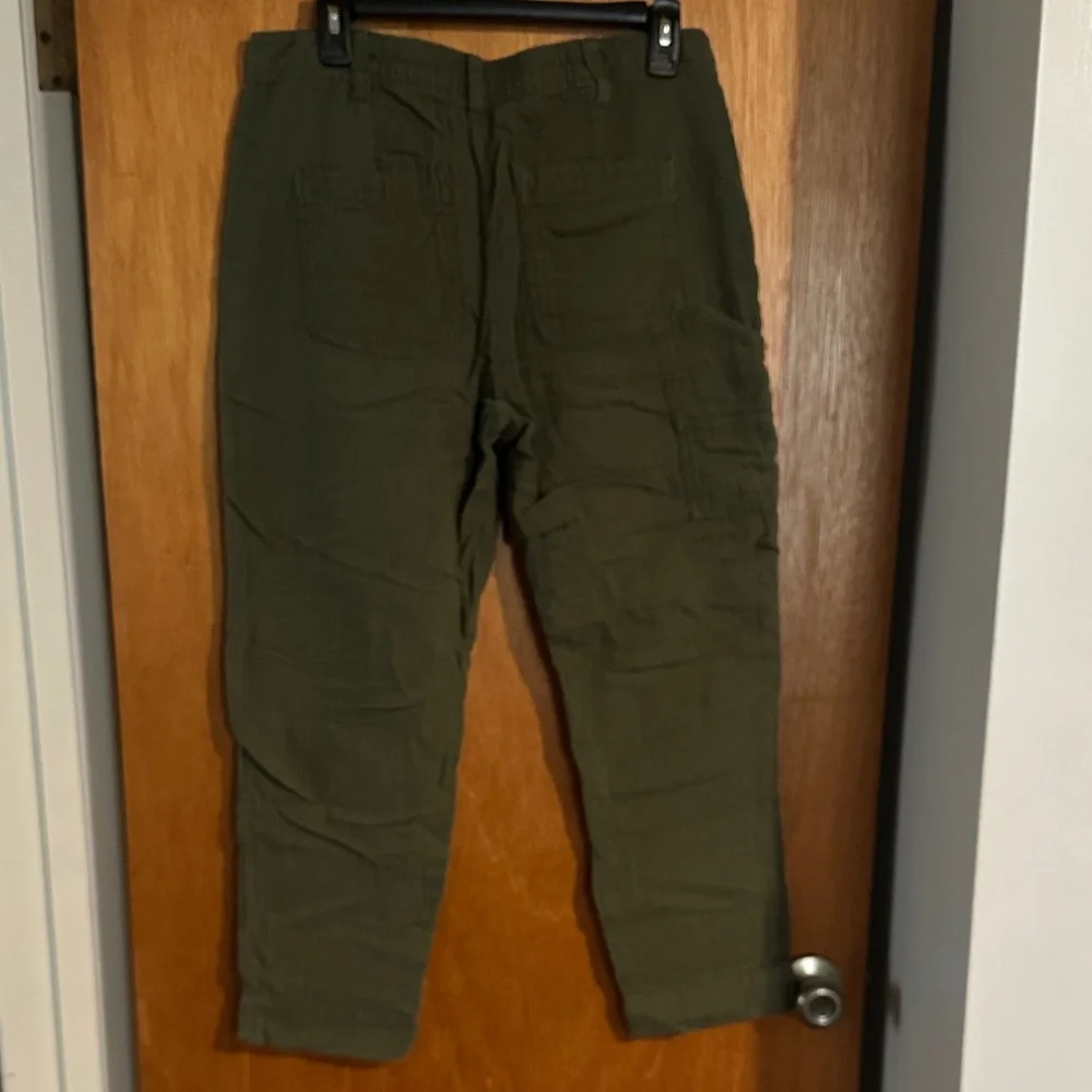 Old Navy Slouchy Linen Olive Green Pants - Picture 2 of 3